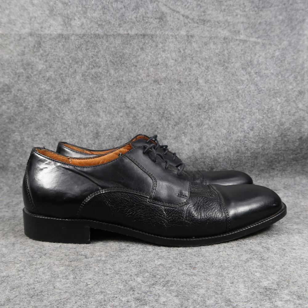 Pronto Uomo Dress Shoes Mens 8.5 Oxford Leather Derby Cap Toe Black Formal Italy